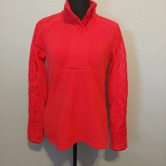 Athleta Vortex Halfzip Fleece Quilted Pullover Sweater Neon Pink Athleisure - Picture 2 of 12